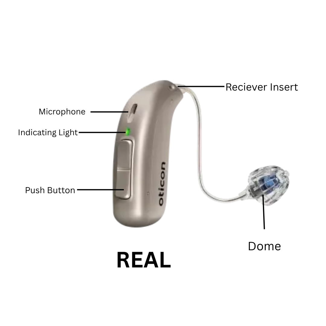 Oticon Real 3 Mini RITE RIC Digital Rechargeable Hearing aids Latest Collection Bluetooth Connectivity